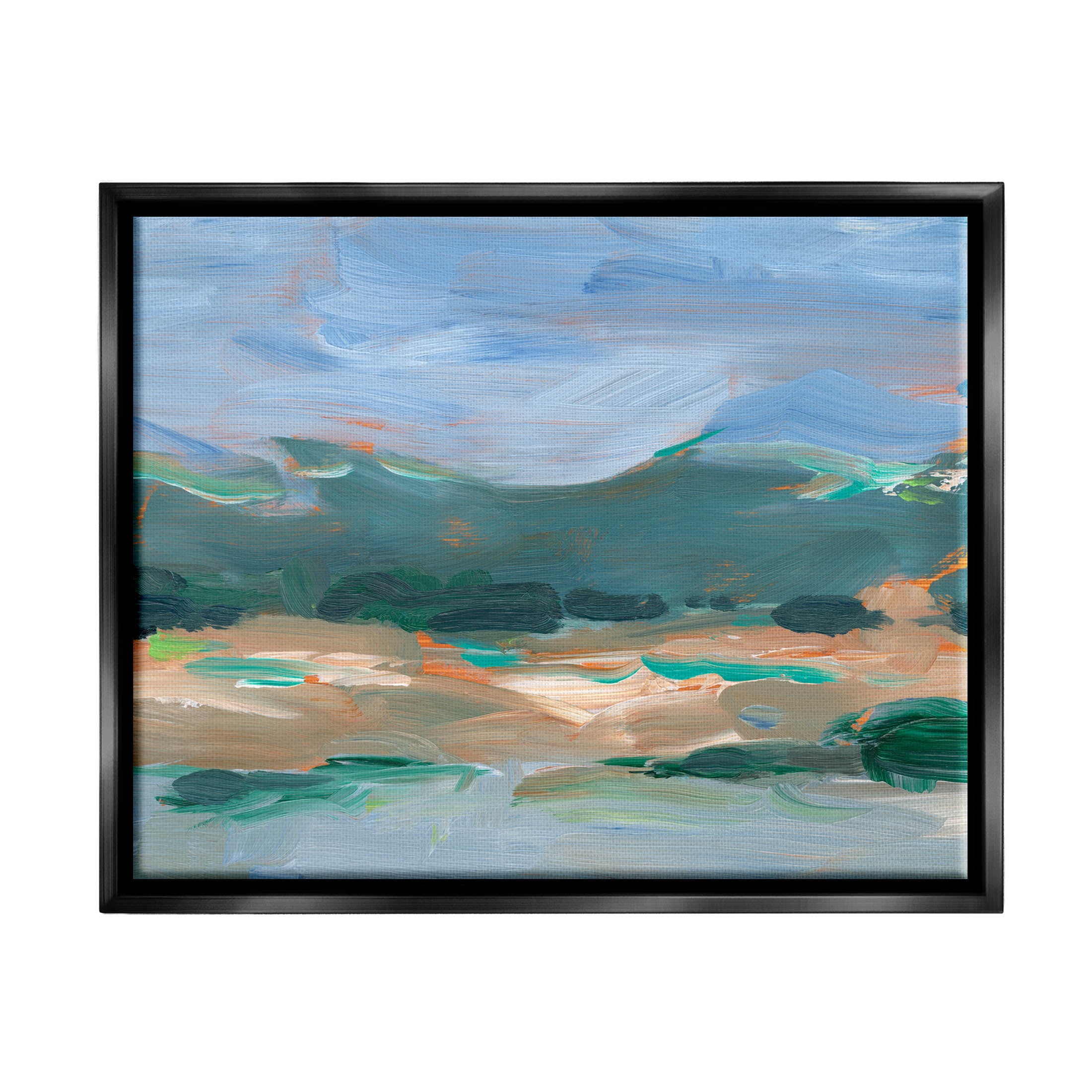 Abstract Landscape Blue Sky Scenery Landscape Painting Jet Black Framed Art Print Wall Art