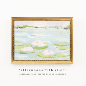 Abstract Landscape Grandmillennial Art, Modern Southern Hand Painted Lily Pad Marsh, Poster Only