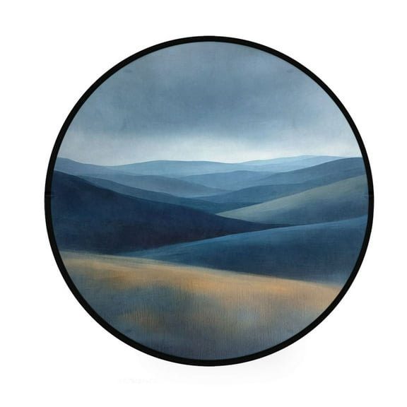 Abstract Landscape Memory Foam Bath Mat 36" Absorbent Rug with Non Slip Base and 4 Bonus Pads