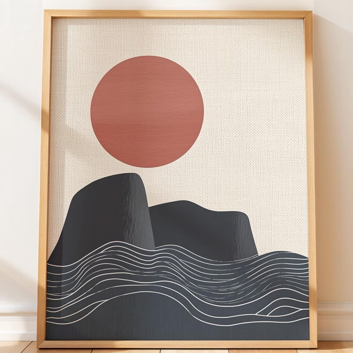 Abstract Landscape Modern Mountain Geometric Sunset Minimalist Unframed ...