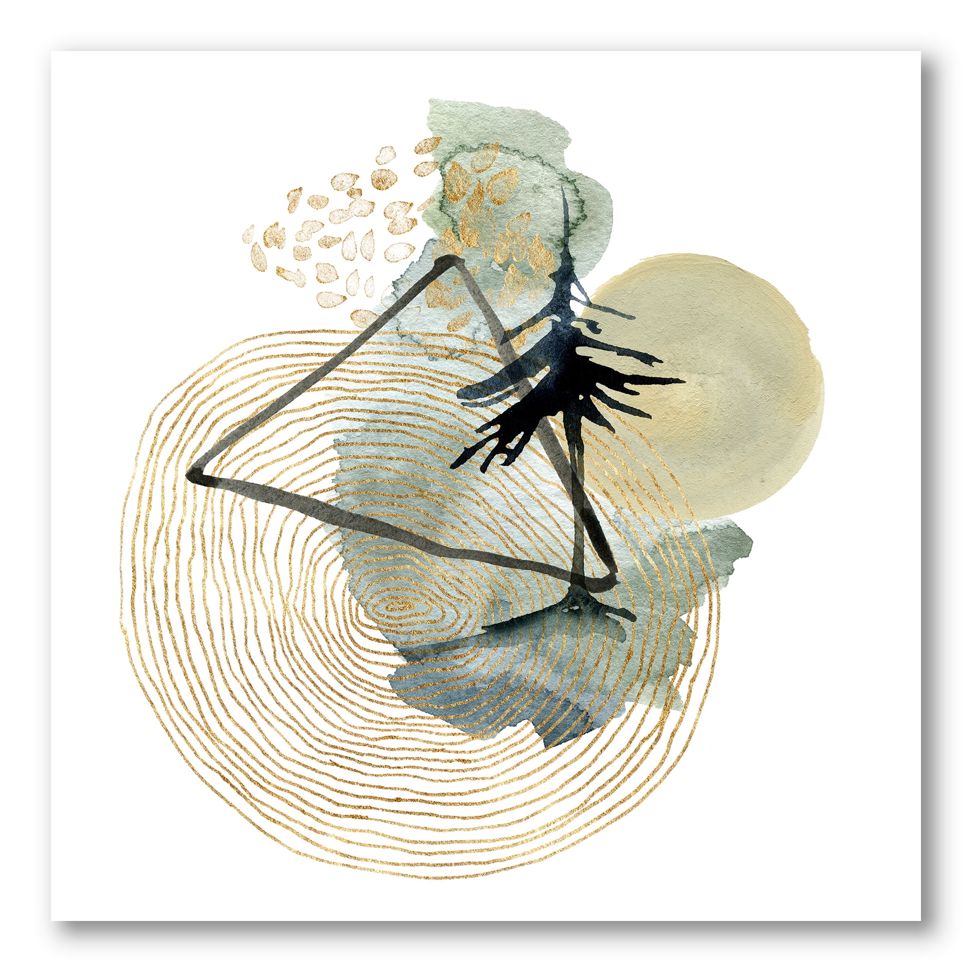 Abstract Landscape Of Mountains Tree and Moon 36 in x 36 in Painting Canvas Art Print, by Designart