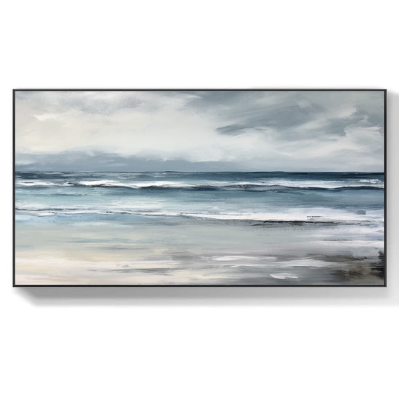 Abstract Landscape Oil Painting Ocean Waves Textured Seascape Art Acrylic Wall Art Large Ocean Canvas Art for Living Room,Unstretched,Frameless,(91*182cm)36*72lnches