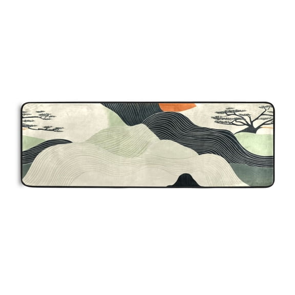 Abstract Landscape Painting Runner Rug for Hallways Kitchen Non Slip 2'x 6' Washable Hall Carpet for Bedroom Entryway Laundry Room