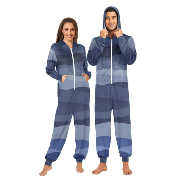 Abstract Landscape Pattern Adult onesie Pajamas, Crystal Velvet Ultra Soft Warm Jumpsuit for Men and Women