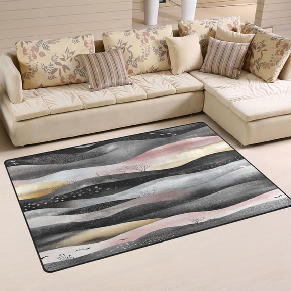 Abstract Landscape Pattern Soft Polyester Area Rug 31''x20'', Non Slip, Memory Foam, Water Absorbent
