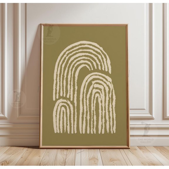 Abstract Landscape Poster, Minimal Wave Print, Japanese Style Wall Art, Neutral Modern Design, Poster Only