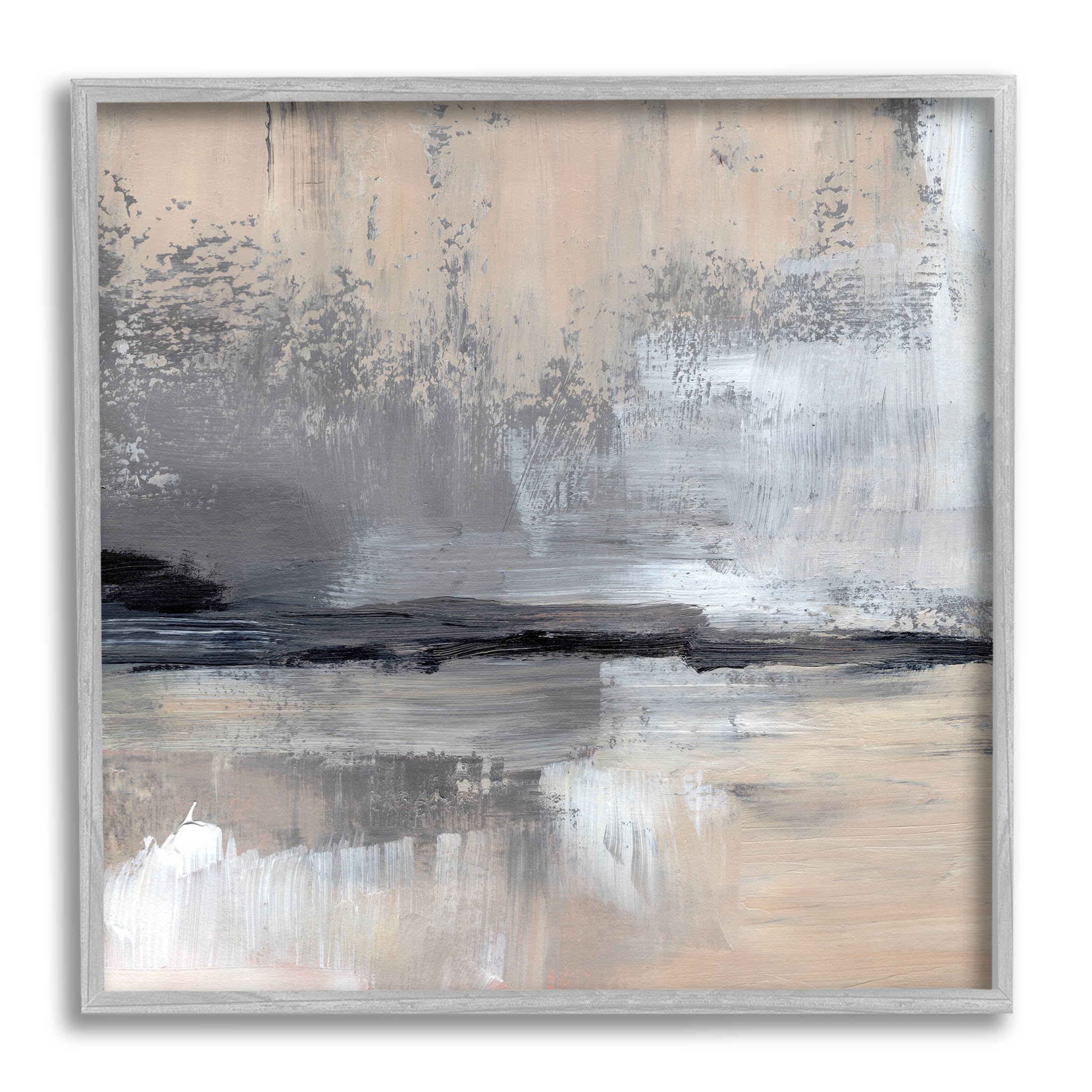 Abstract Landscape Reflection Abstract Painting Gray Framed Art Print Wall Art