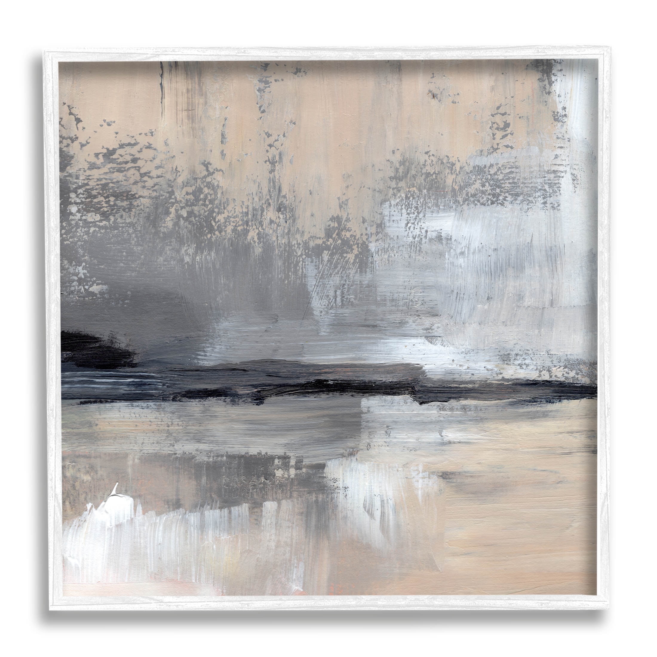 Abstract Landscape Reflection Abstract Painting White Framed Art Print Wall Art