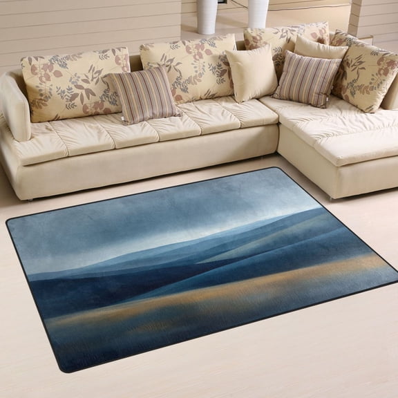 Abstract Landscape Soft Polyester Area Rug 31''x20'', Non Slip, Memory Foam, Water Absorbent