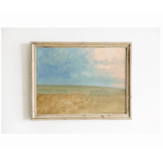 Abstract Landscape Vintage Farmhouse Decor French Countryside Cloudy ...