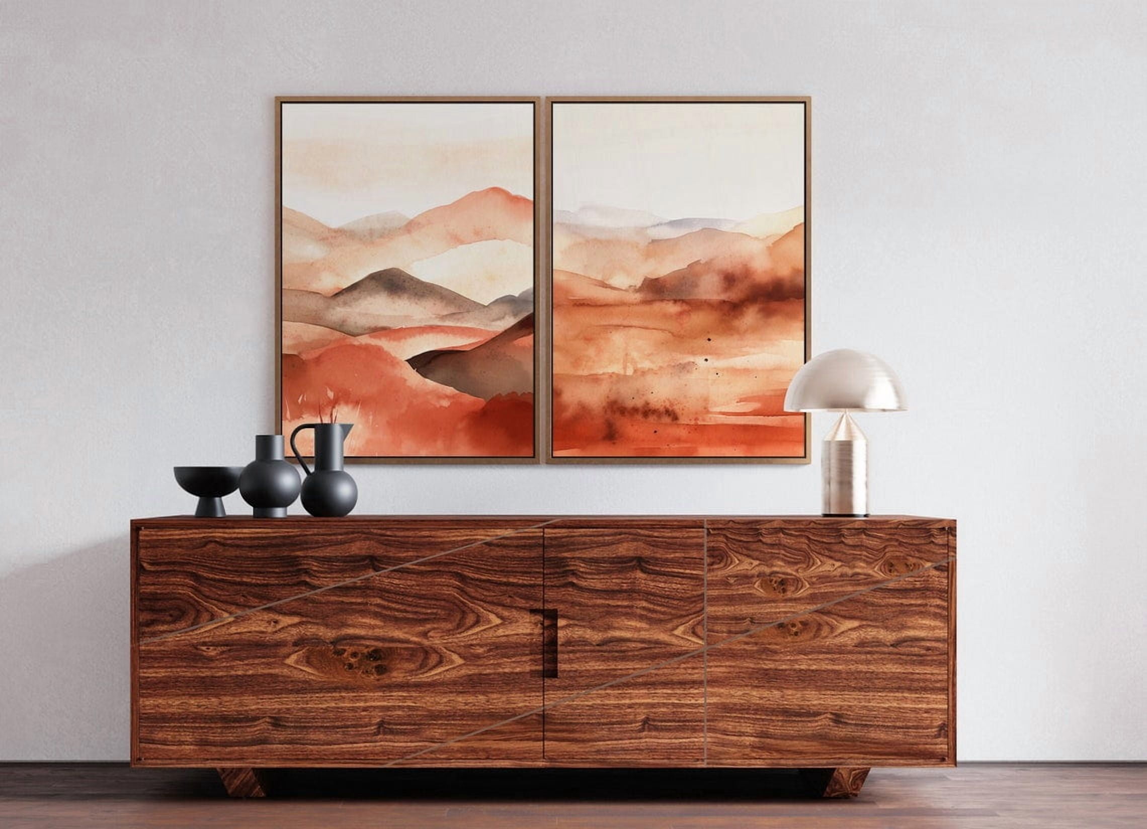 Abstract Landscape Wall Art Prints Set, Beige Copper Decor - Walmart.com