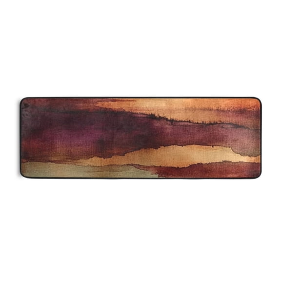 Abstract Landscape Watercolor Painting Runner Rug for Hallways Kitchen Non Slip 2'x 6' Washable Hall Carpet for Bedroom Entryway Laundry Room