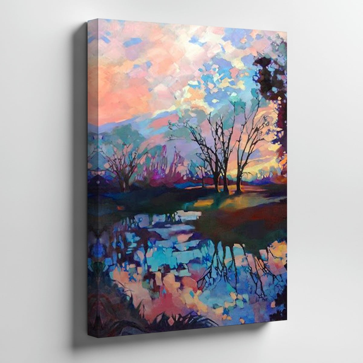 Abstract Landscape With Trees And Water Reflection Home Wall Art Print ...