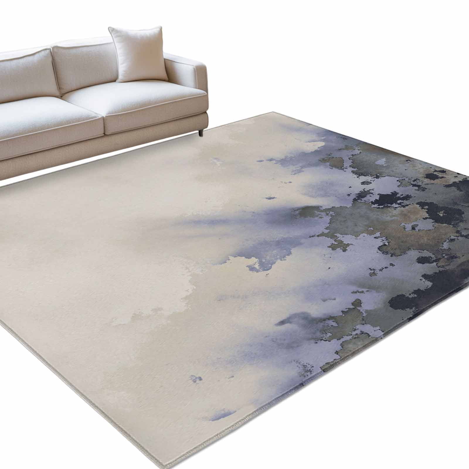 Abstract Large Area Rugs 5x8ft Ink Painting Mottled Gradient Purple ...
