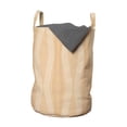 thumbnail image 1 of Abstract Laundry Bag, Broken Line Shaped Vertical Dots Pattern Abstract Geometrical Stripes, Basket with Handles Drawstring Closure for Laundromats, 13" x 19", Champagne and White, by Ambesonne, 1 of 4