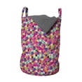 thumbnail image 1 of Abstract Laundry Bag, Colorful Geometric Shapes Triangles and Squares on Pink Background Mosaic Art, Hamper Basket with Handles Drawstring Closure for Laundromats, 13" x 19", Multicolor, by Ambesonne, 1 of 4