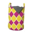 thumbnail image 1 of Abstract Laundry Bag, Colorful Modern Patterns with Geometrical Lantern Shapes Design Bicolour Art, Basket with Handles Drawstring Closure for Laundromats, 13" x 19", Yellow Hot Pink, by Ambesonne, 1 of 4