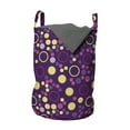 thumbnail image 1 of Abstract Laundry Bag, Contemporary Pattern of Circles and Polka Dots, Hamper Basket with Handles Drawstring Closure for Laundromats, 13" x 19", Purple Brown, by Ambesonne, 1 of 4