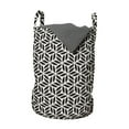 thumbnail image 1 of Abstract Laundry Bag, Continuing Illustration of Monotone Ornate Flower Inspired Strokes, Basket with Handles Drawstring Closure for Laundromats, 13" x 19", Eggshell and Dark Grey, by Ambesonne, 1 of 4