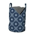 thumbnail image 1 of Abstract Laundry Bag, Continuing Layout of Rounded Shapes and Mini Flower Elements in the Middle, Hamper Basket with Handles Drawstring Closure for Laundromats, 13" x 19", Night Blue, by Ambesonne, 1 of 4