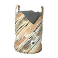 thumbnail image 1 of Abstract Laundry Bag, Continuous Pattern Colorful Tire Tracks from Various Vehicles Art Print, Basket with Handles Drawstring Closure for Laundromats, 13" x 19", White and Multicolor, by Ambesonne, 1 of 4