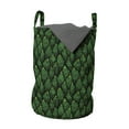 thumbnail image 1 of Abstract Laundry Bag, Creative Green Toned Monochrome Dotted Leaves, Hamper Basket with Handles Drawstring Closure for Laundromats, 13" x 19", Dark Green Emerald, by Ambesonne, 1 of 4