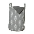 thumbnail image 1 of Abstract Laundry Bag, Digitally Generated Feathers or Leaves Silhouettes with Stripes in Greyscale, Basket with Handles Drawstring Closure for Laundromats, 13" x 19", Dimgray White, by Ambesonne, 1 of 4