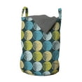 thumbnail image 1 of Abstract Laundry Bag, Dots Arrangement Circles Repeating, Hamper Basket with Handles Drawstring Closure for Laundromats, 13" x 19", Dark Teal Multicolor, by Ambesonne, 1 of 4