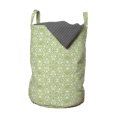 thumbnail image 1 of Abstract Laundry Bag, Ethnic Themed Pattern with Jumble Monochrome Damask Artwork Print, Hamper Basket with Handles Drawstring Closure for Laundromats, 13" x 19", Pale Olive Green White, by Ambesonne, 1 of 4