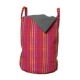 thumbnail image 1 of Abstract Laundry Bag, Funky Colors Contemporary Vertical and Horizontal Streaks Overlapping, Basket with Handles Drawstring Closure for Laundromats, 13" x 19", Dark Coral and Yellow, by Ambesonne, 1 of 4