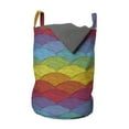 thumbnail image 1 of Abstract Laundry Bag, Geometric Colorful Waves Seigaiha Pattern, Hamper Basket with Handles Drawstring Closure for Laundromats, 13" x 19", Multicolor, by Ambesonne, 1 of 4