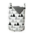 thumbnail image 1 of Abstract Laundry Bag, Modern Design of Striped and Dotted Triangles on a Plain Background, Basket with Handles Drawstring Closure for Laundromats, 13" x 19", Charcoal Grey and White, by Ambesonne, 1 of 4