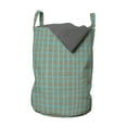 thumbnail image 1 of Abstract Laundry Bag, Simplistic Layout of Calm Earth Tones Square Pattern Brush Strokes Look, Basket with Handles Drawstring Closure for Laundromats, 13" x 19", Dark Tan Pale Teal, by Ambesonne, 1 of 4