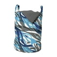 thumbnail image 1 of Abstract Laundry Bag, Surreal Expressionism Inspired Image Modern Art Stripes Swirls Waves Trippy, Basket with Handles Drawstring Closure for Laundromats, 13" x 19", Grey Blue White, by Ambesonne, 1 of 4