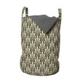 thumbnail image 1 of Abstract Laundry Bag, Vintage Symmetric Pattern of Pointy Sharp Art Deco Inspired Details, Hamper Basket with Handles Drawstring Closure for Laundromats, 13" x 19", Beige and Dark Brown, by Ambesonne, 1 of 4