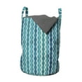 thumbnail image 1 of Abstract Laundry Bag, Wavy Stripe Pattern with Grunge Design Swirls Pattern Antique Composition, Basket with Handles Drawstring Closure for Laundromats, 13" x 19", Aqua Blue Turquoise, by Ambesonne, 1 of 4