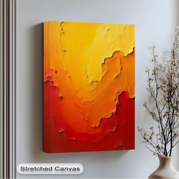 Abstract Lava Texture Arts Yellow Red And Silver Art, Unframed Paper Print