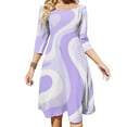 thumbnail image 1 of Abstract Lavender Wavy Design Womens Summer Dress Tie Back A Line Flare Dress, 1 of 9