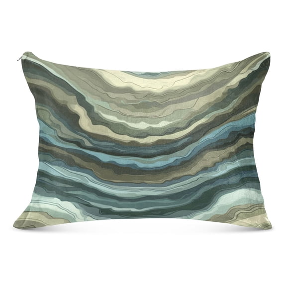 Abstract Layered Wavy Pattern Soft Plush Pillow Cover, Zippered Design, Comfortable for Bedroom and Sofa