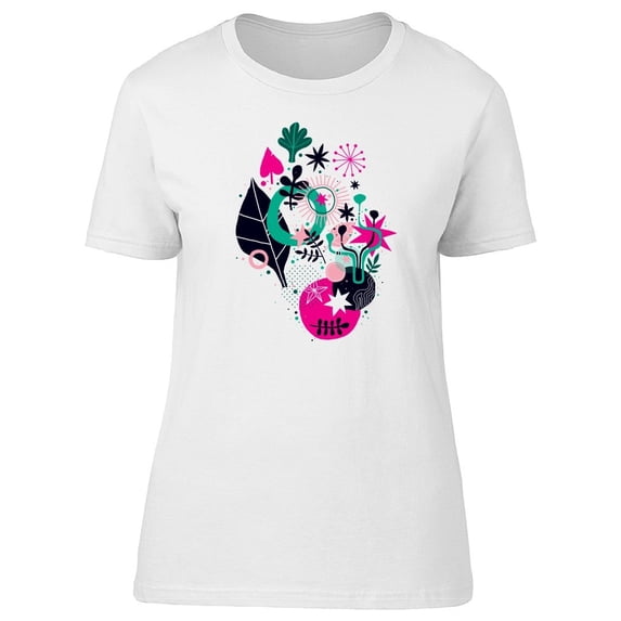 Abstract Leaf Art Doodles Tee Women's -Image by Shutterstock