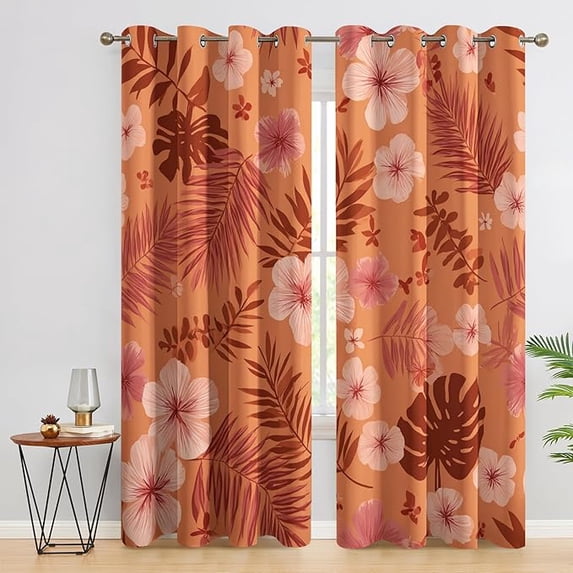 Abstract Leaf Curtains for Bedroom Decor, Modern Texture Leaves Nature ...