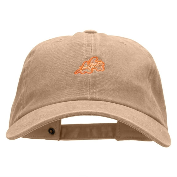 Abstract Leaf Embroidered Unstructured Cotton Cap - Khaki OSFM