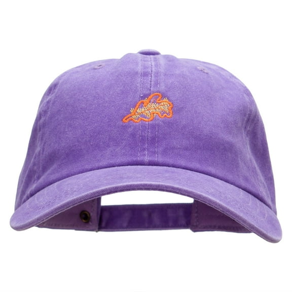 Abstract Leaf Embroidered Unstructured Cotton Cap - Purple OSFM