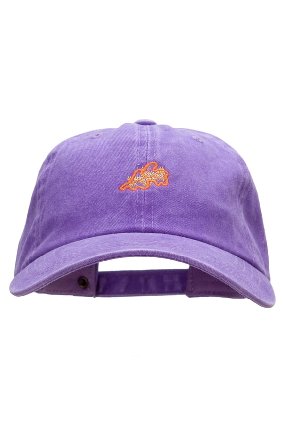 Abstract Leaf Embroidered Unstructured Cotton Cap - Purple OSFM
