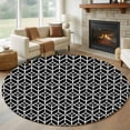 thumbnail image 1 of Abstract Leaf Round Living Room Rugs 6 ft, Abstract Geometric Black White Leaves Plant Shape Washable Area Rug with Non-Slip Sturdy Edge Binding Round Carpet for Kitchen Office Bedroom, 1 of 9