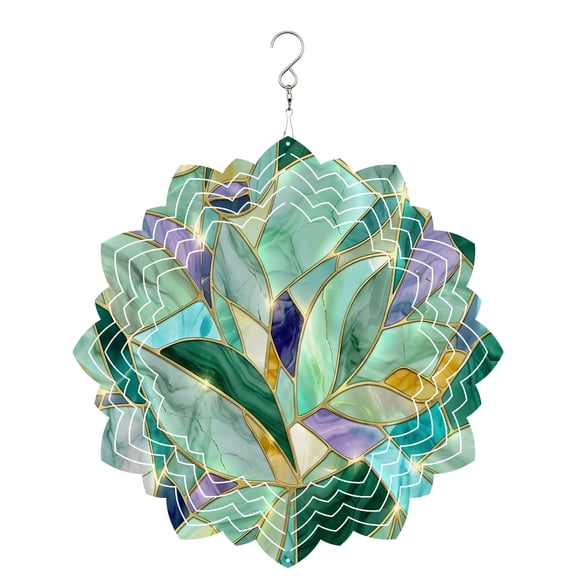 Abstract Leaf Wind Spinner for Garden Yard 8In, Crystals Gold Veins Luxury 3D Stainless Steel Kinetic Hanging Wind Spinners Rustproof Outdoor Decor for Lawn Patio Home