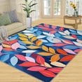 Abstract Leaves Area Rug, Colorful Leaf Rugs for Living Room, Botanical ...