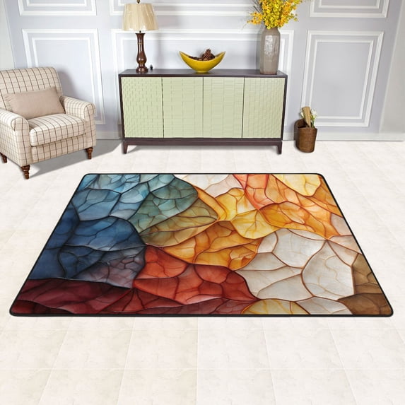 Abstract Leaves Autumn Area Floor Mats 36" x 24" Soft Non-Slip Large Rugs Nursery Memory Foam Carpets Living Room Doormat for Bedroom Dinning Decor