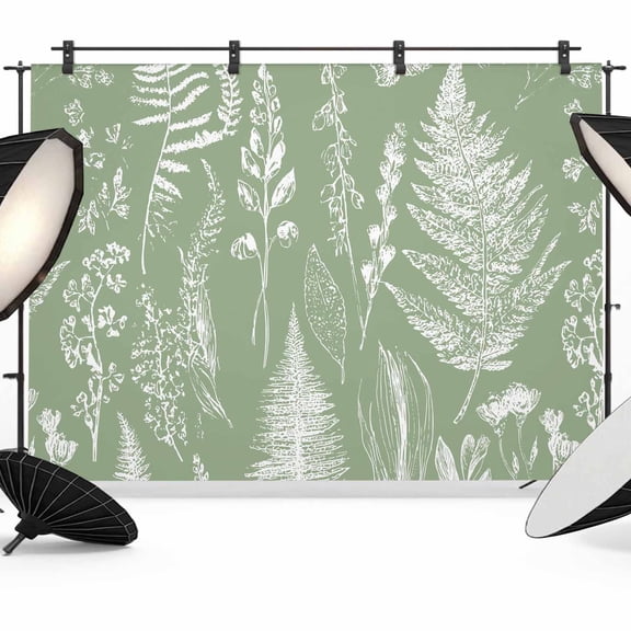 Abstract Leaves Backdrop for Photography, Sage Green Background Plant Hand-painted Photo Backdrop Portrait Background Party Banner Photo Backgrounds for Studio Booth Props, 12x8ft