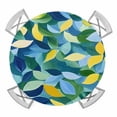 thumbnail image 1 of Abstract Leaves Elastic Fitted Round Table Cover Watercolor Waterproof Outdoor Tablecloth for Holiday Party, Picnic, Patio & Dining Fits Tables Up to 55"-60", 1 of 8